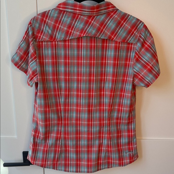 The North Face Red and Gray Vapor Wicking Checkered Women’s Shirt - Picture 3 of 5